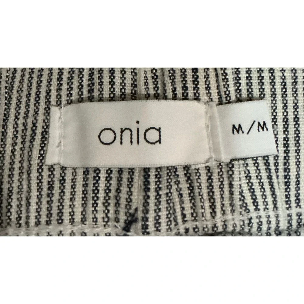 Onia Air Linen Railroad Stripe Drawstring Pants Relaxed Fit Mens Lightweight M